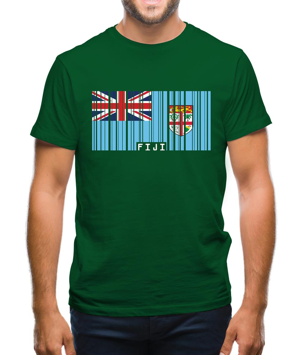 Fiji Barcode Style Flag Mens T-Shirt
