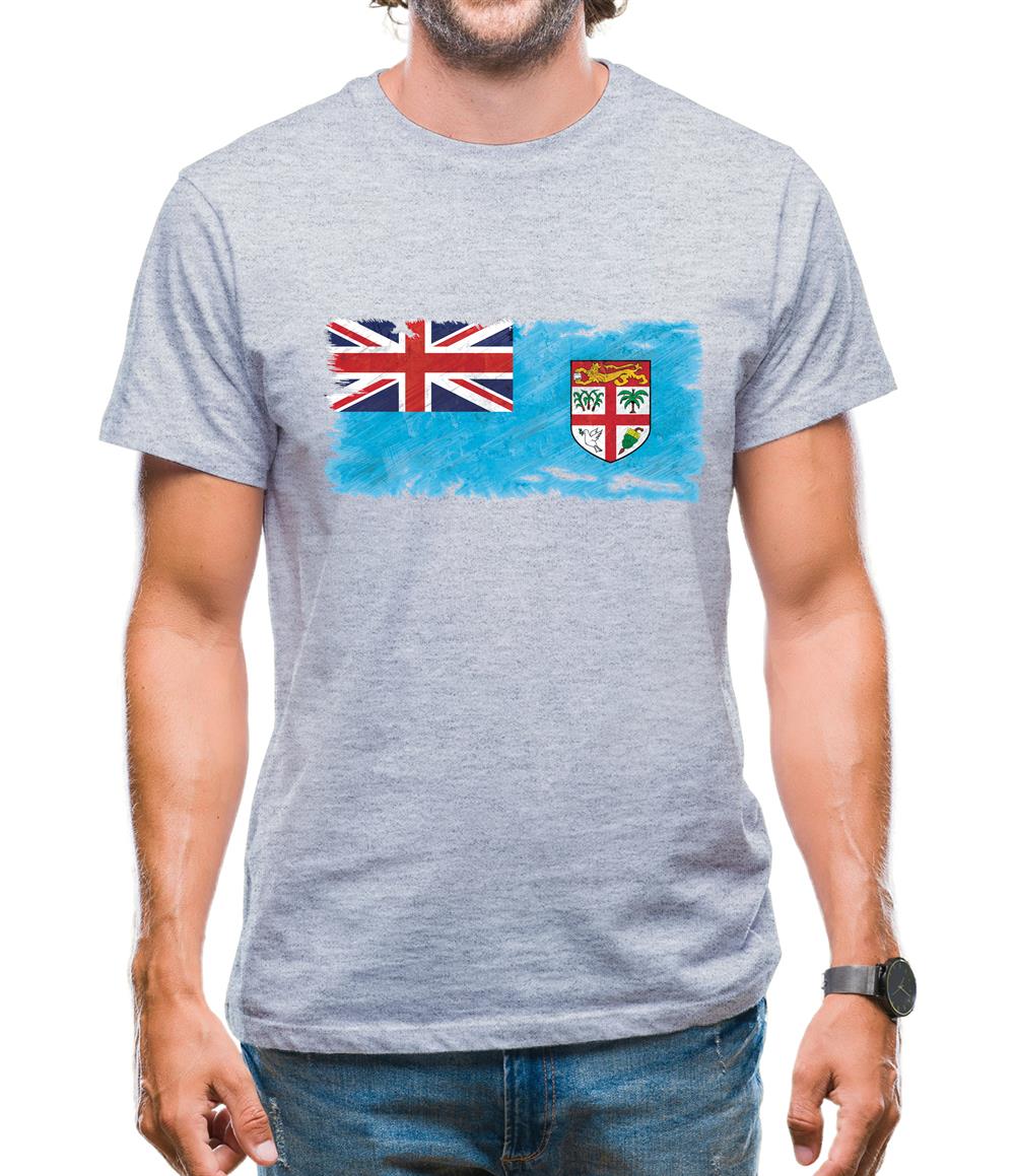 Fiji Grunge Style Flag Mens T-Shirt