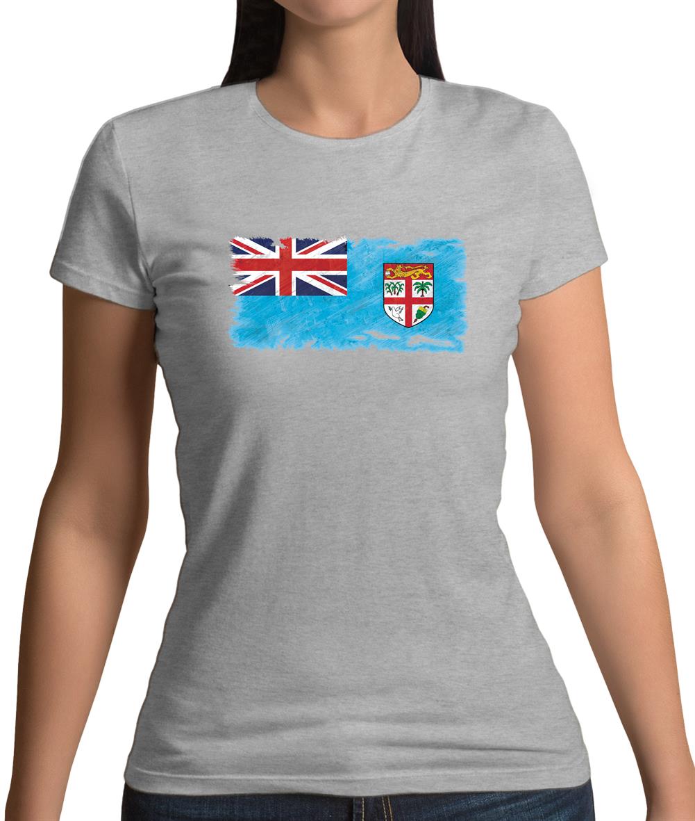 Fiji Grunge Style Flag Womens T-Shirt