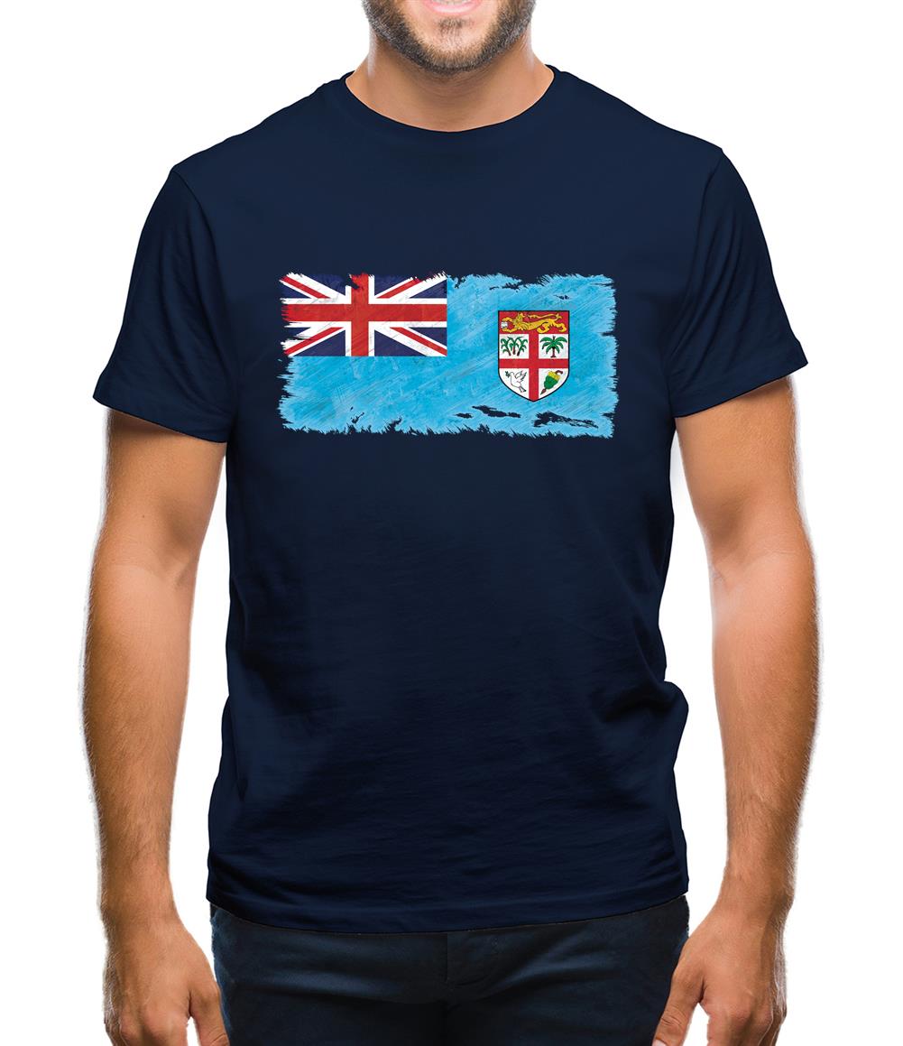 Fiji Grunge Style Flag Mens T-Shirt