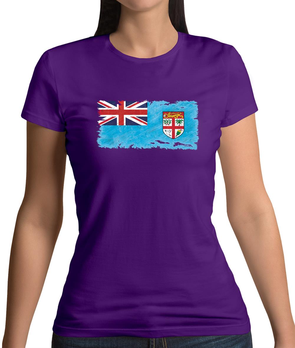 Fiji Grunge Style Flag Womens T-Shirt