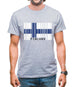 Finland Barcode Style Flag Mens T-Shirt