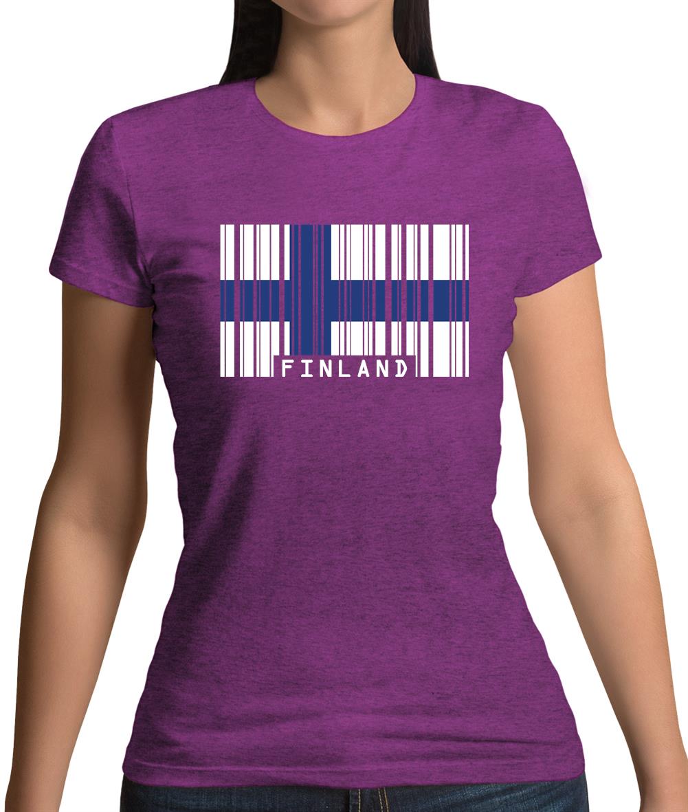 Finland Barcode Style Flag Womens T-Shirt