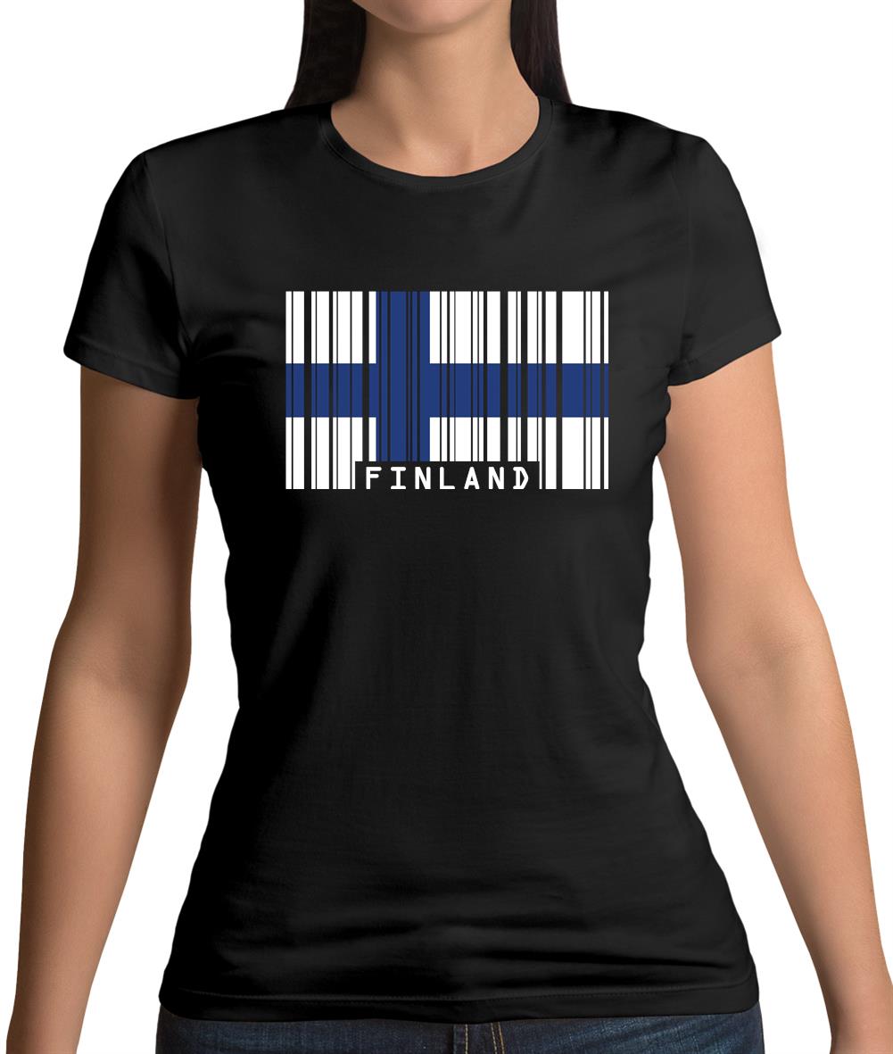 Finland Barcode Style Flag Womens T-Shirt