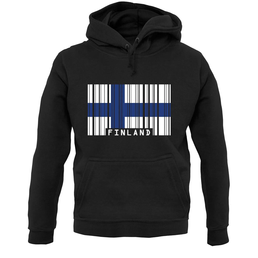 Finland Barcode Style Flag Unisex Hoodie