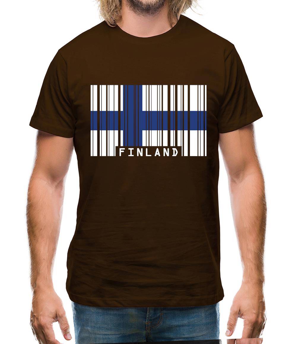 Finland Barcode Style Flag Mens T-Shirt
