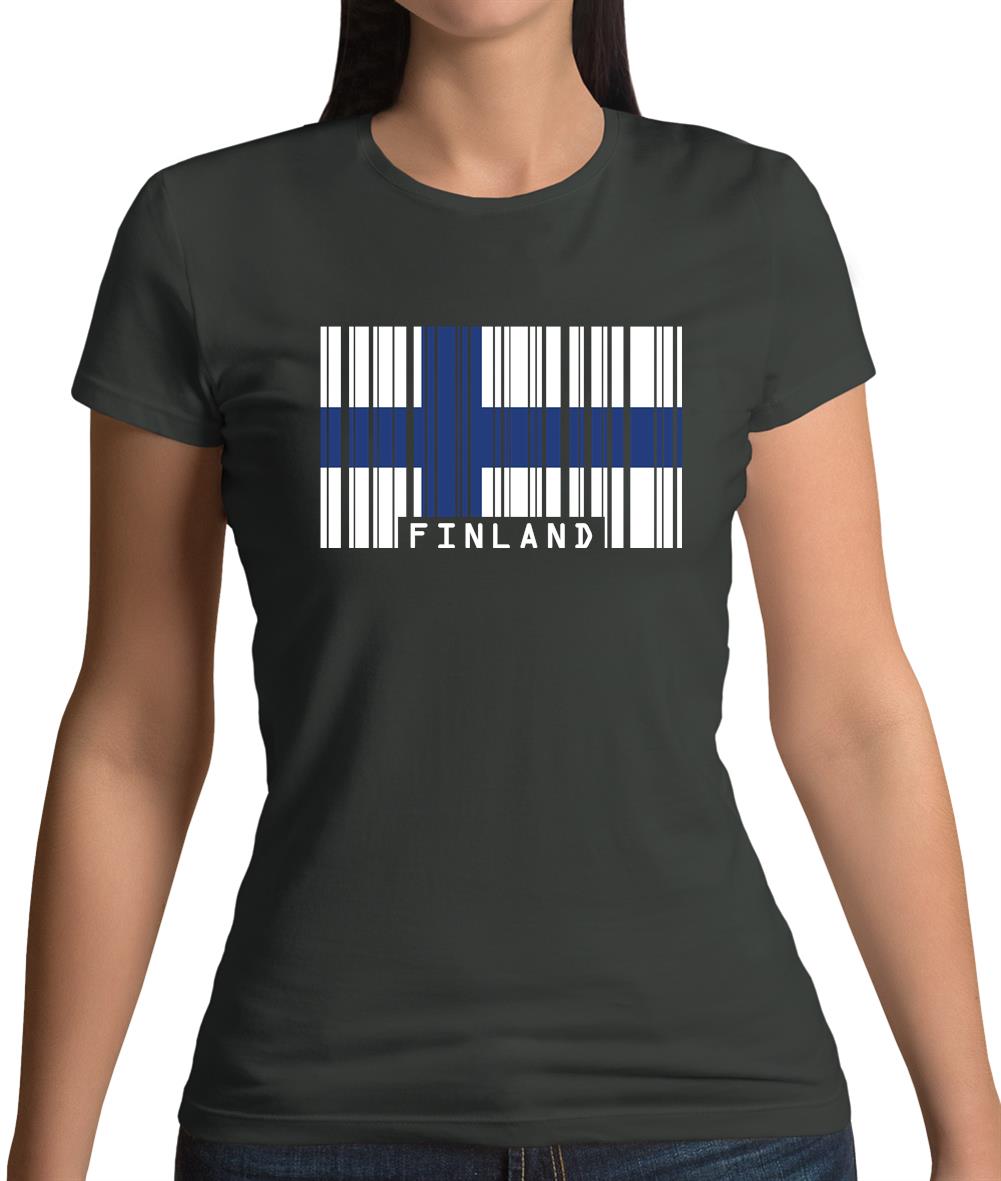 Finland Barcode Style Flag Womens T-Shirt