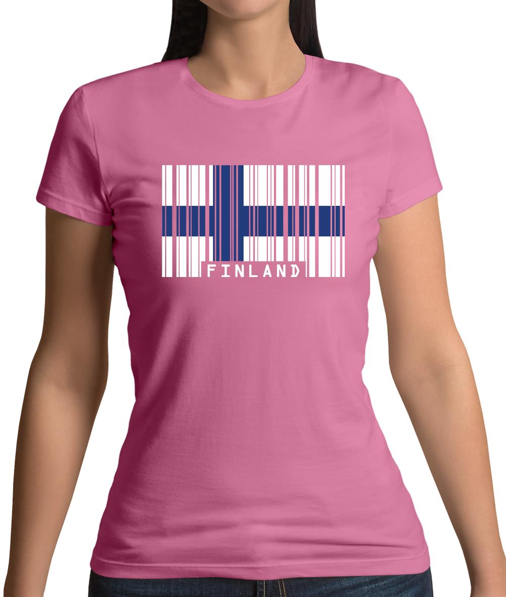 Finland Barcode Style Flag Womens T-Shirt