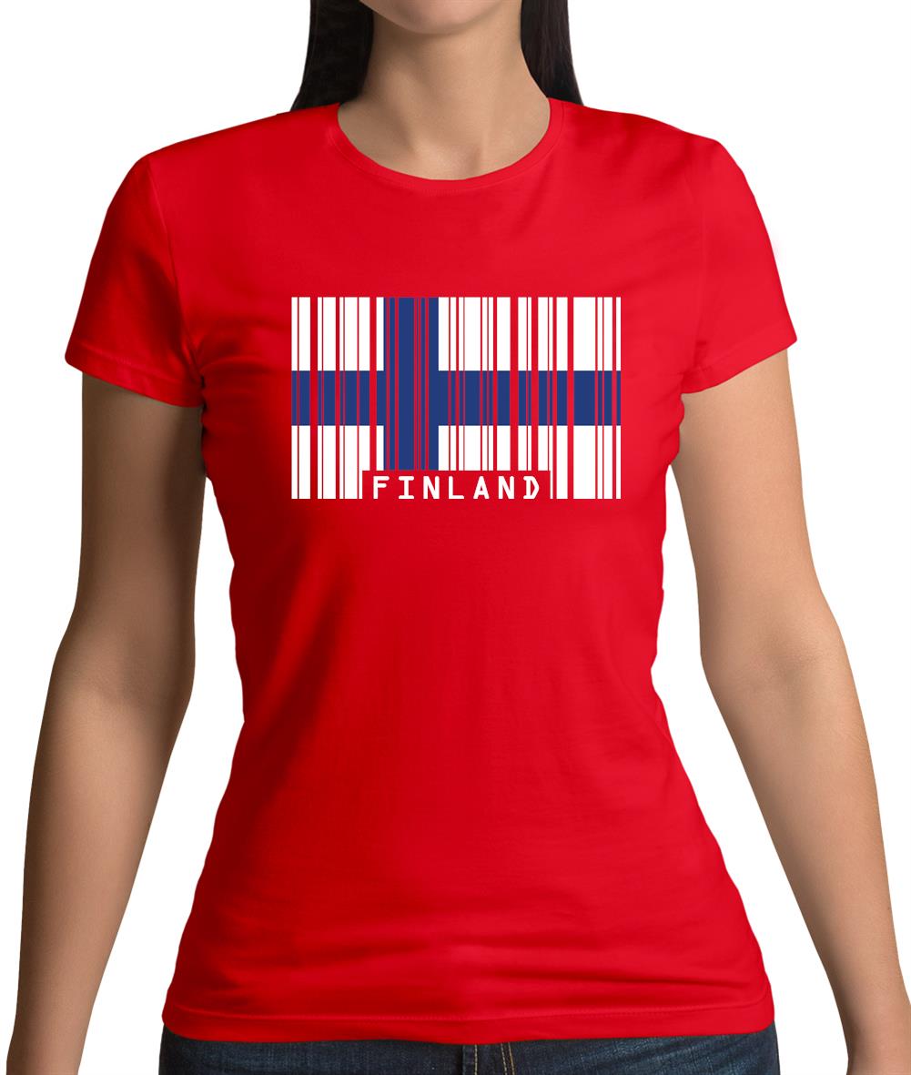 Finland Barcode Style Flag Womens T-Shirt