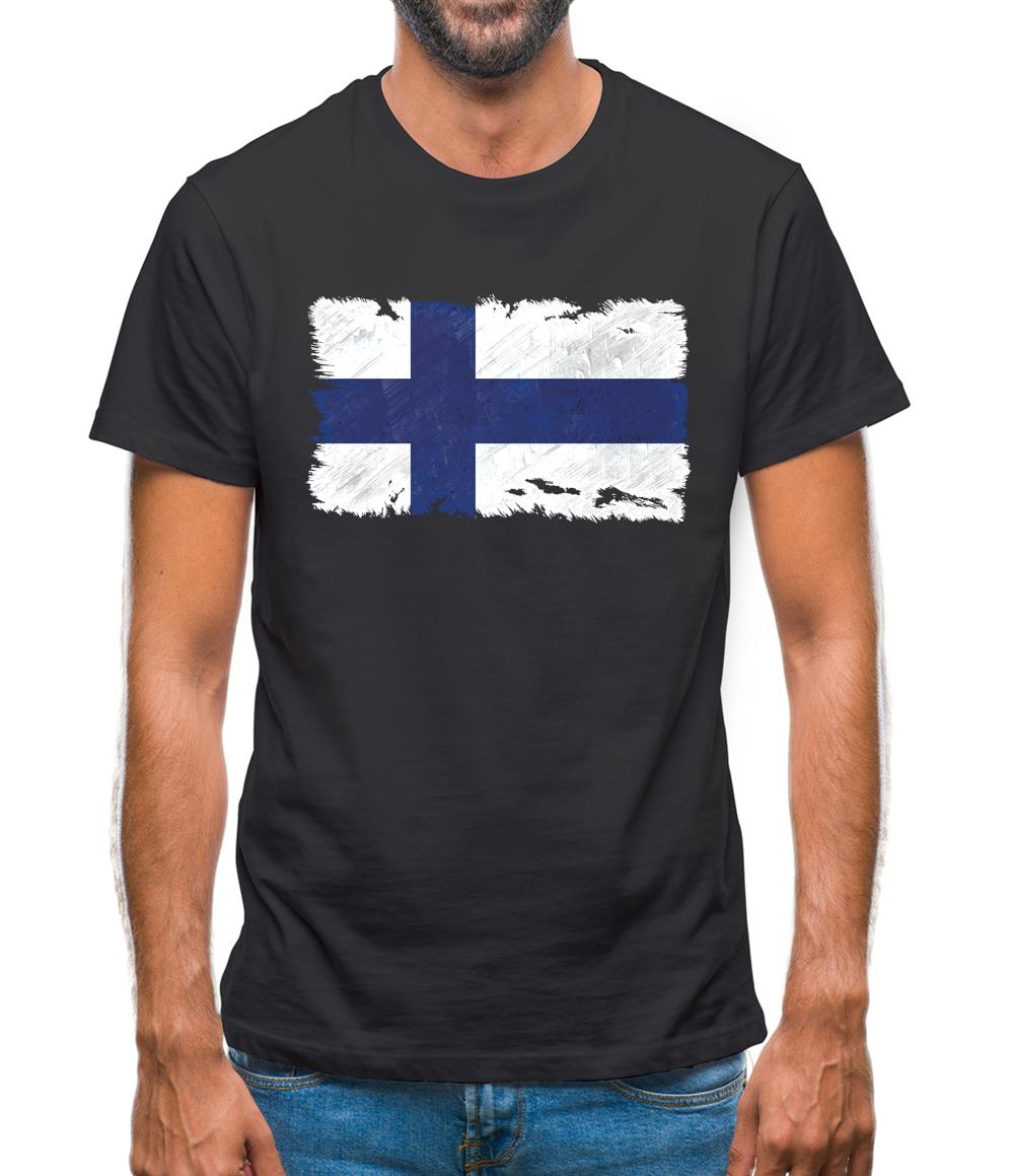 Finland Grunge Style Flag Mens T-Shirt