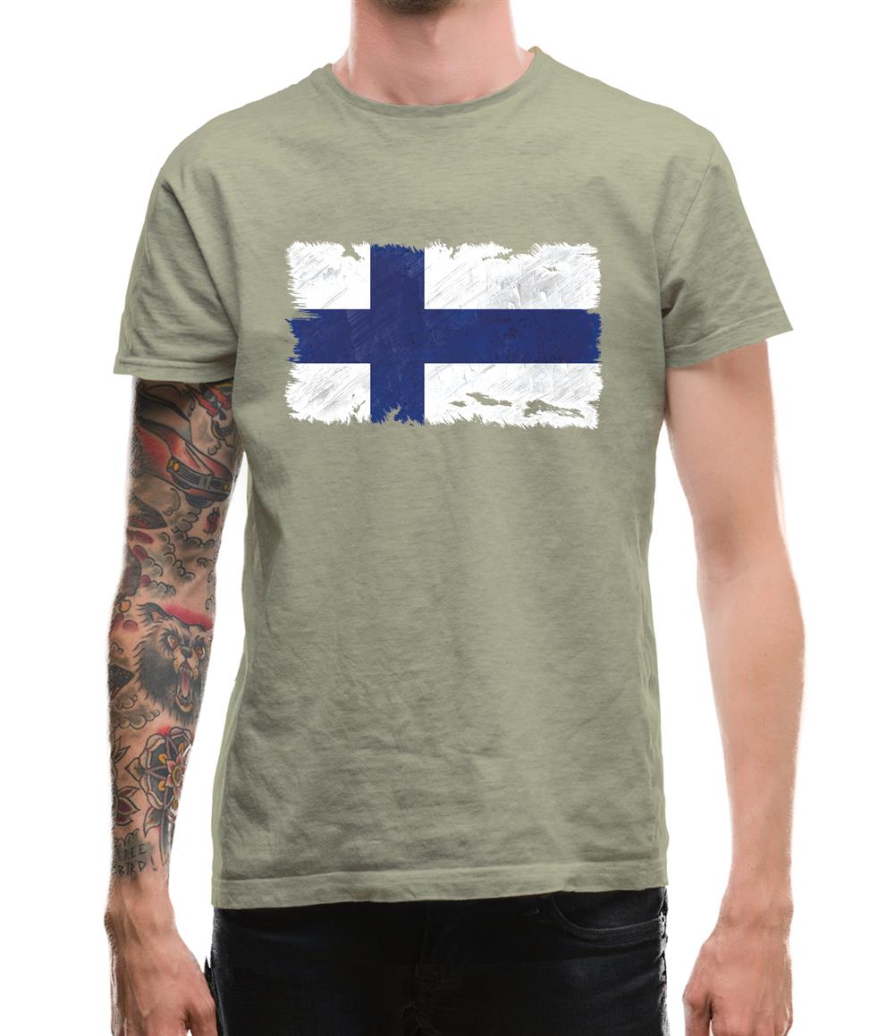 Finland Grunge Style Flag Mens T-Shirt