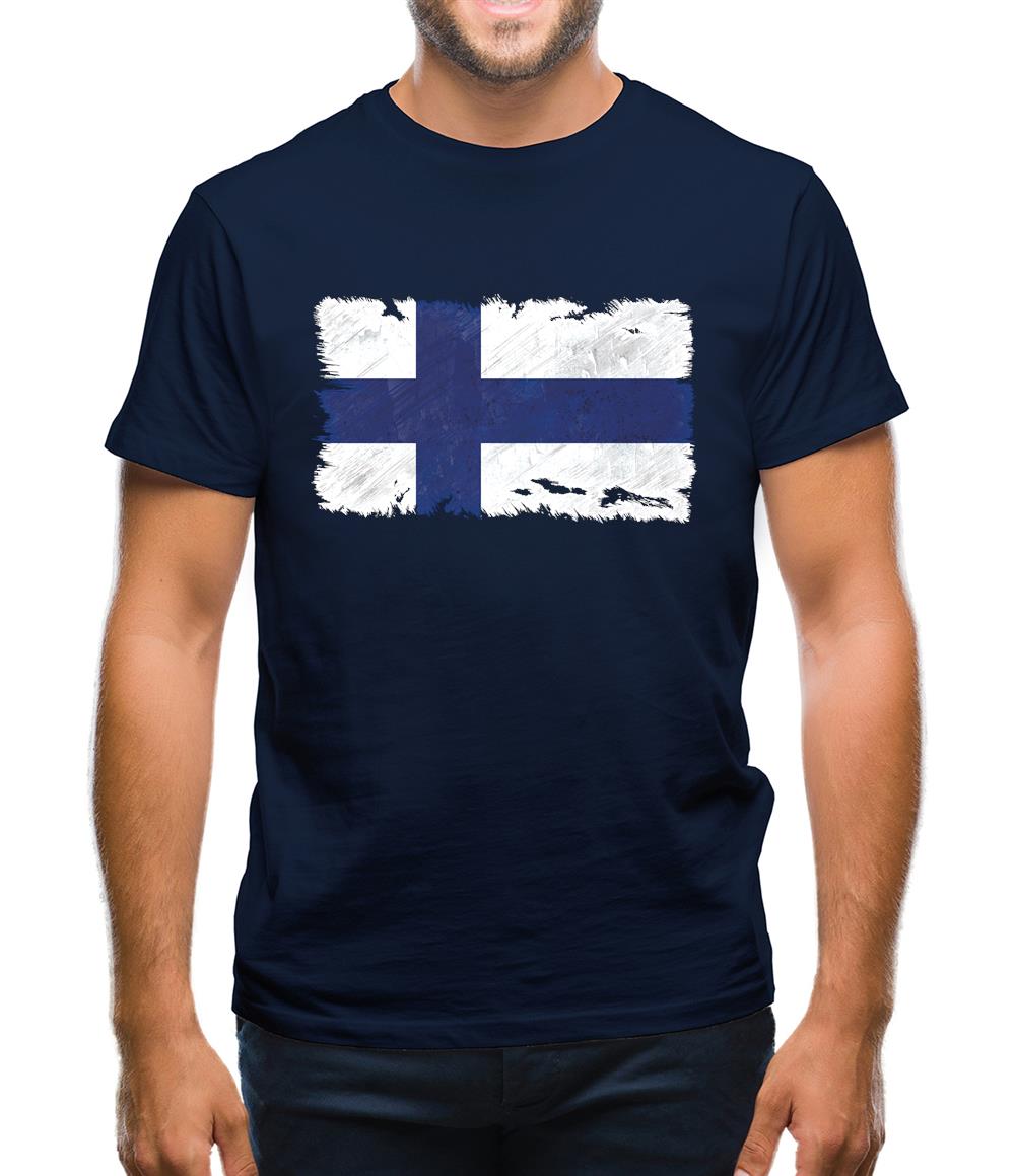 Finland Grunge Style Flag Mens T-Shirt