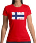 Finland Grunge Style Flag Womens T-Shirt