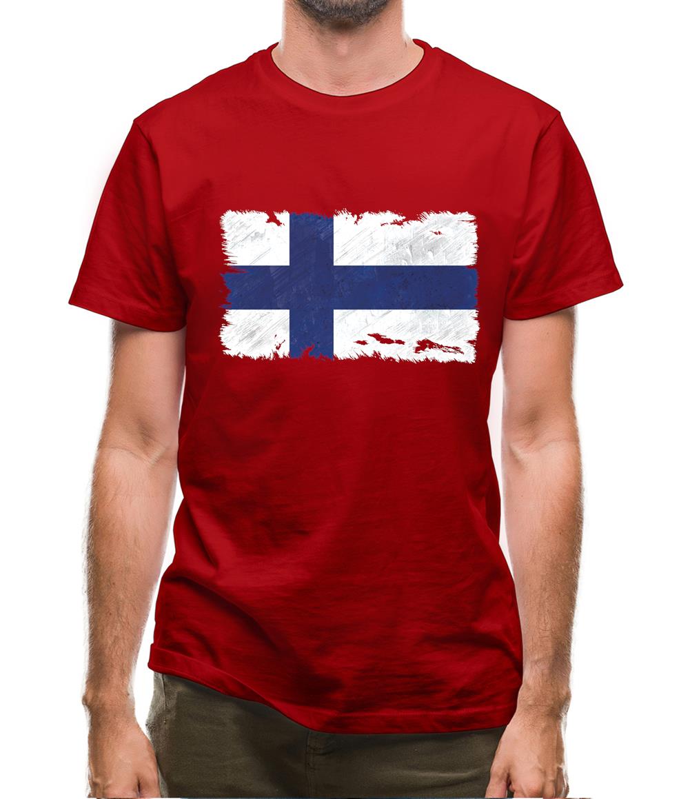 Finland Grunge Style Flag Mens T-Shirt
