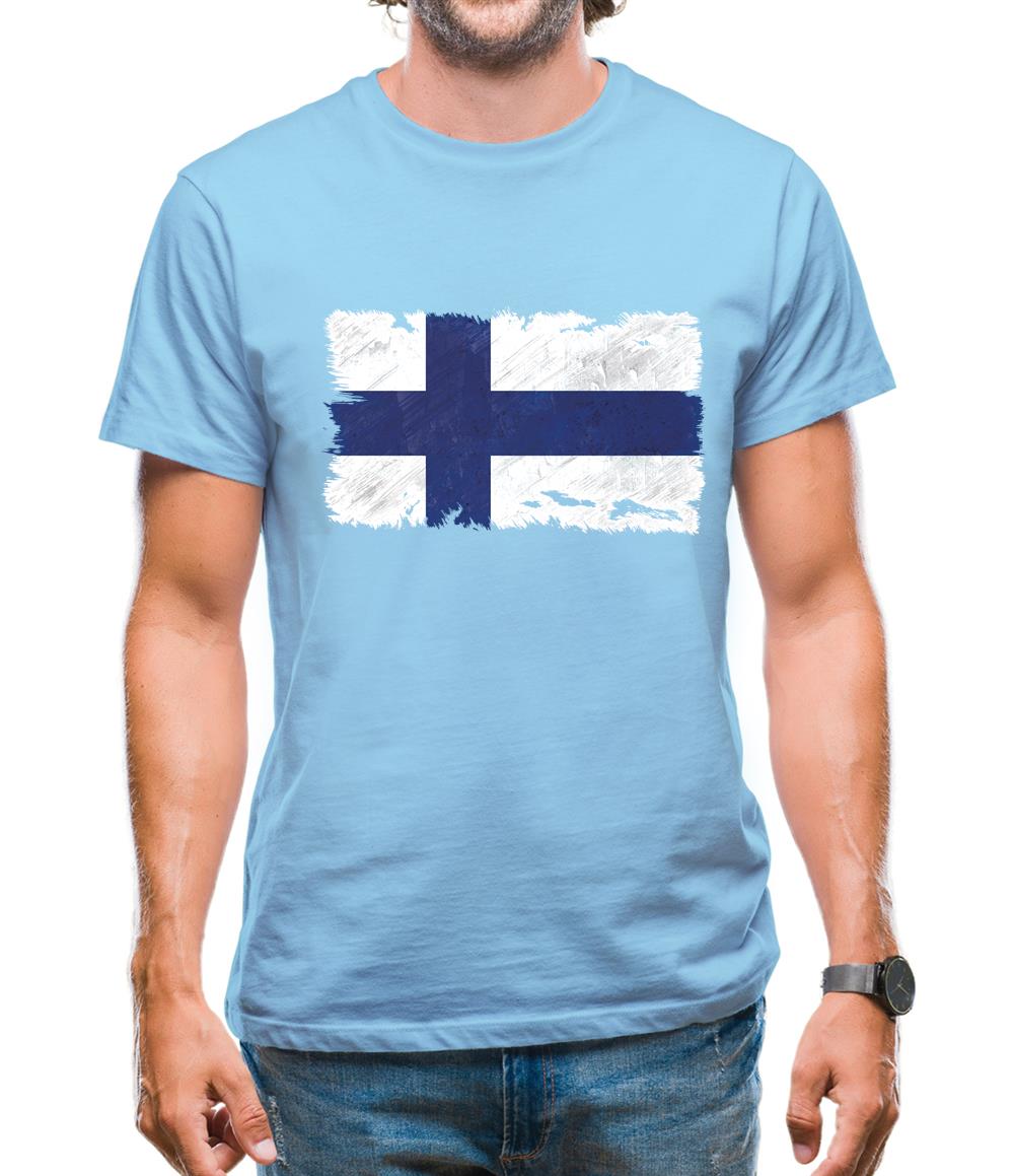 Finland Grunge Style Flag Mens T-Shirt