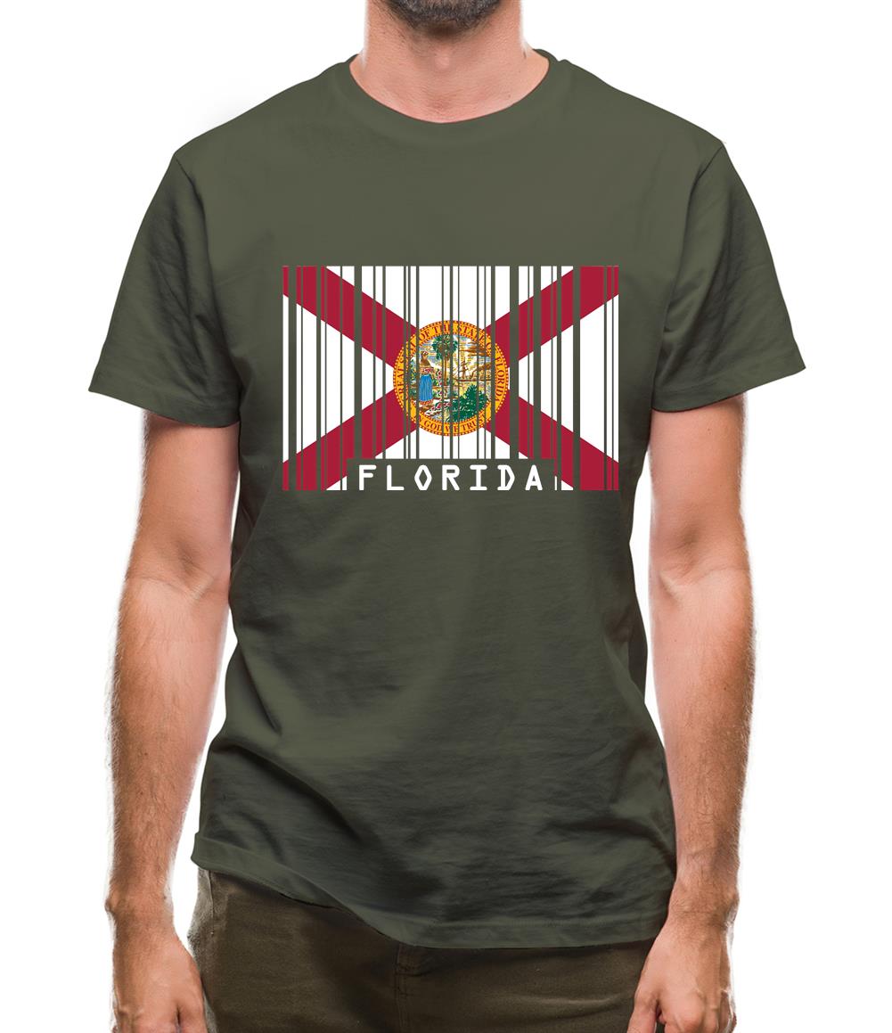Florida Barcode Style Flag Mens T-Shirt