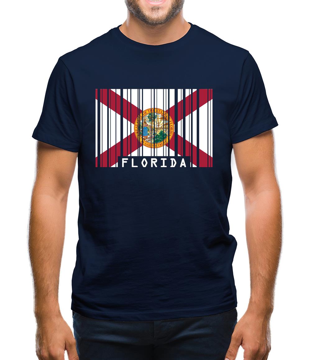 Florida Barcode Style Flag Mens T-Shirt