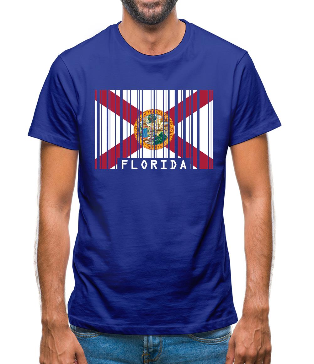 Florida Barcode Style Flag Mens T-Shirt