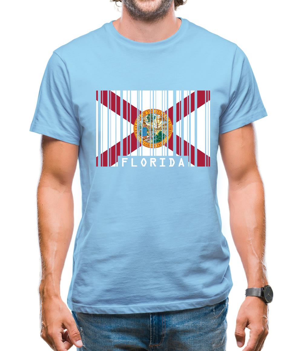 Florida Barcode Style Flag Mens T-Shirt
