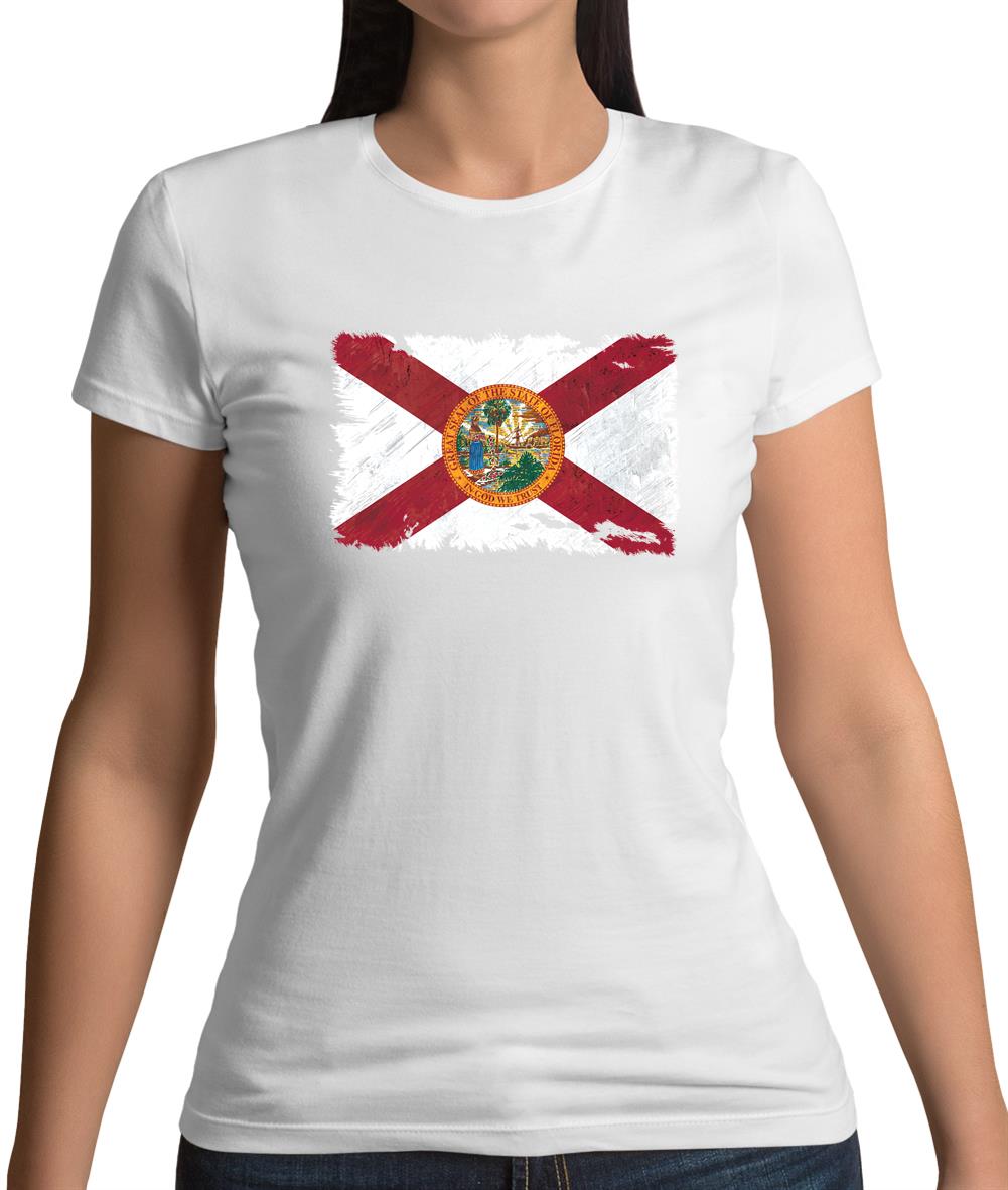 Florida Grunge Style Flag Womens T-Shirt