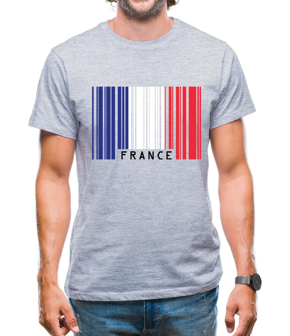 France Barcode Style Flag Mens T-Shirt