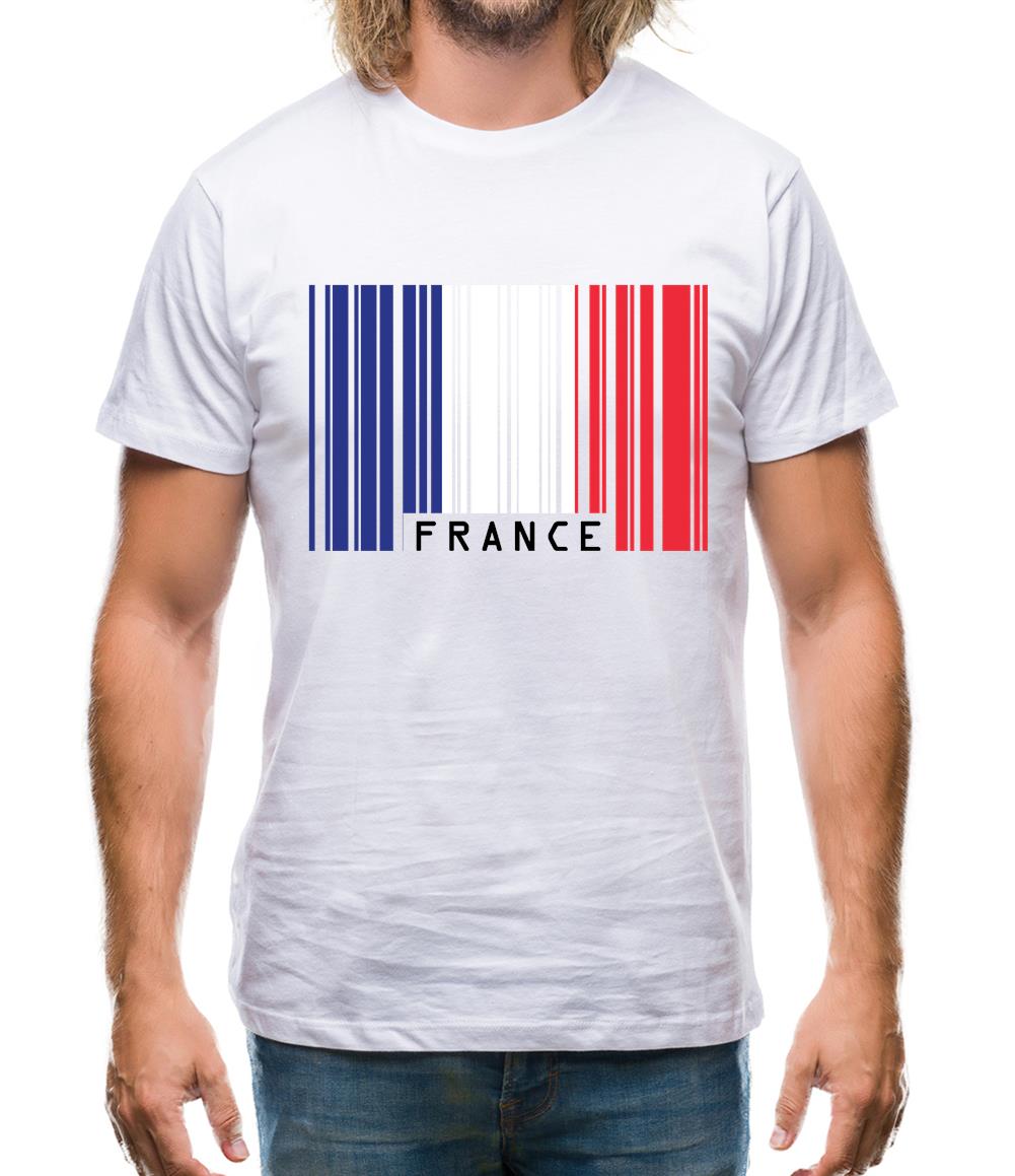 France Barcode Style Flag Mens T-Shirt