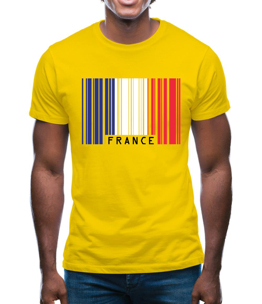 France Barcode Style Flag Mens T-Shirt