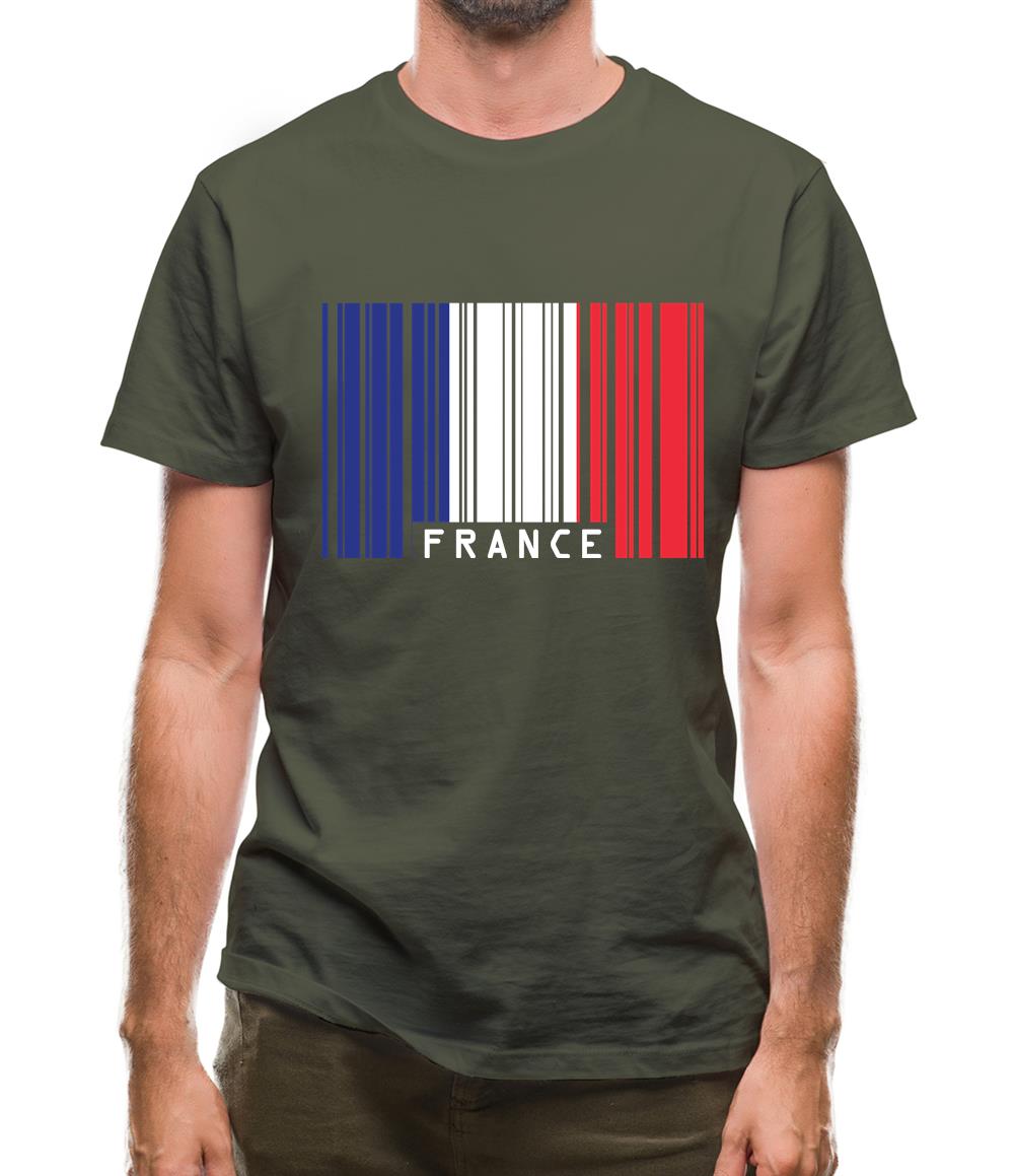 France Barcode Style Flag Mens T-Shirt