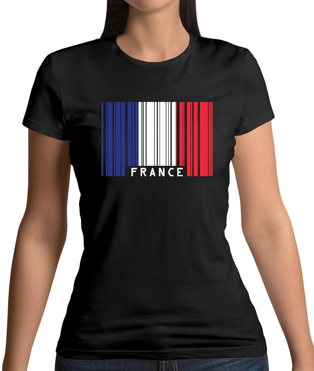 France Barcode Style Flag Womens T-Shirt