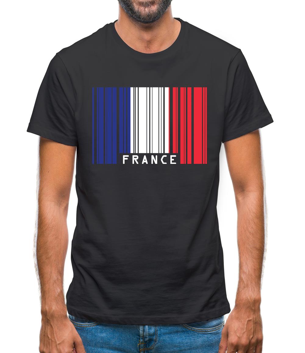 France Barcode Style Flag Mens T-Shirt