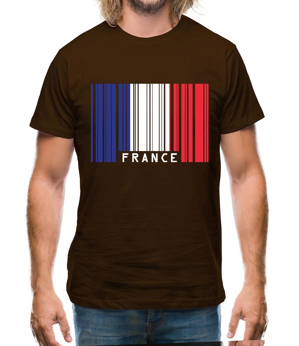 France Barcode Style Flag Mens T-Shirt