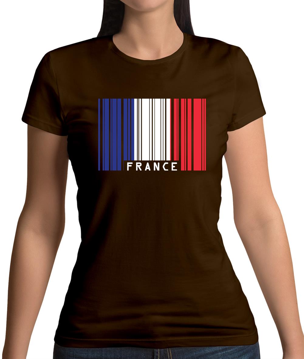 France Barcode Style Flag Womens T-Shirt