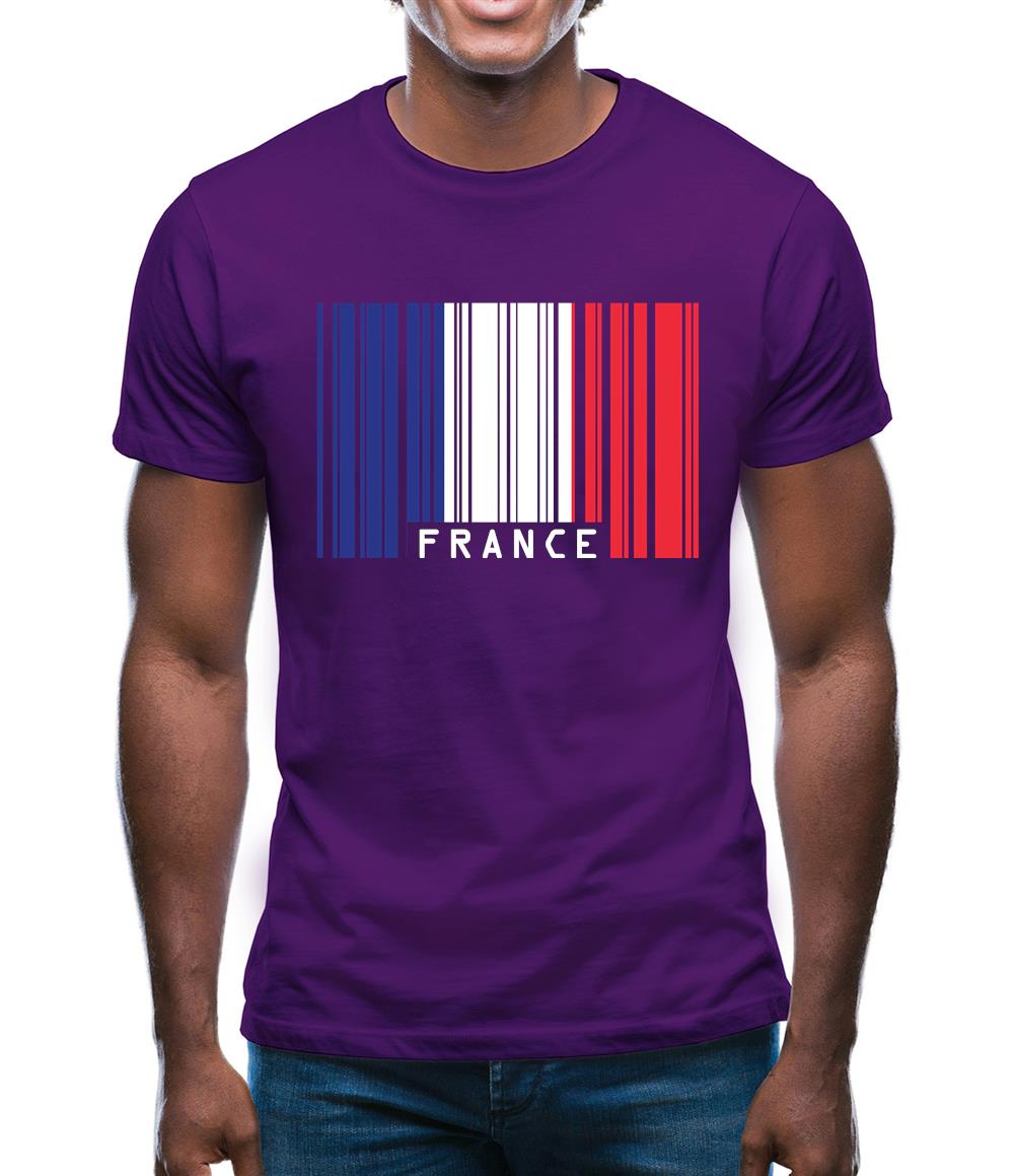 France Barcode Style Flag Mens T-Shirt