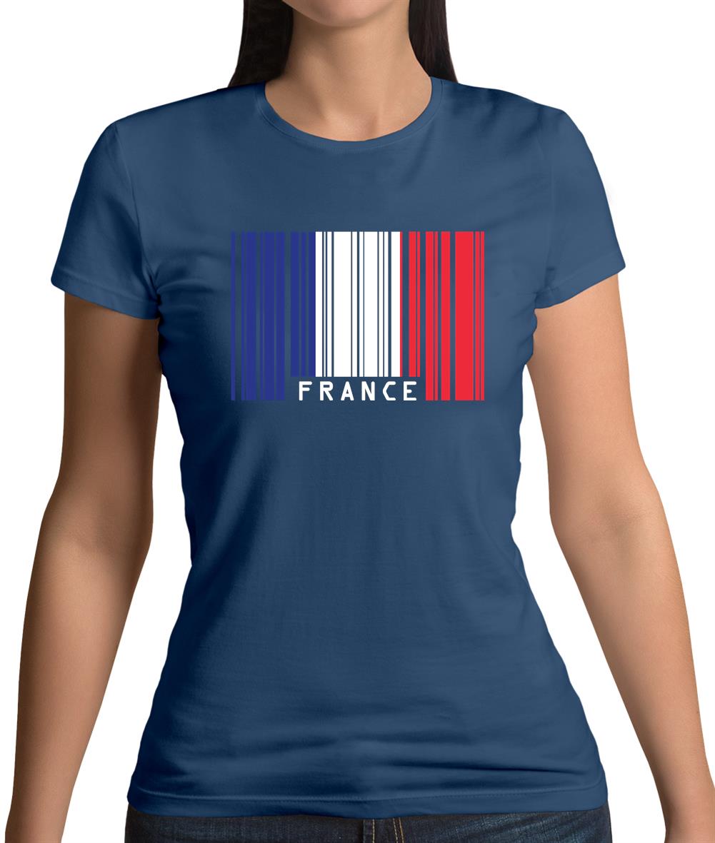 France Barcode Style Flag Womens T-Shirt