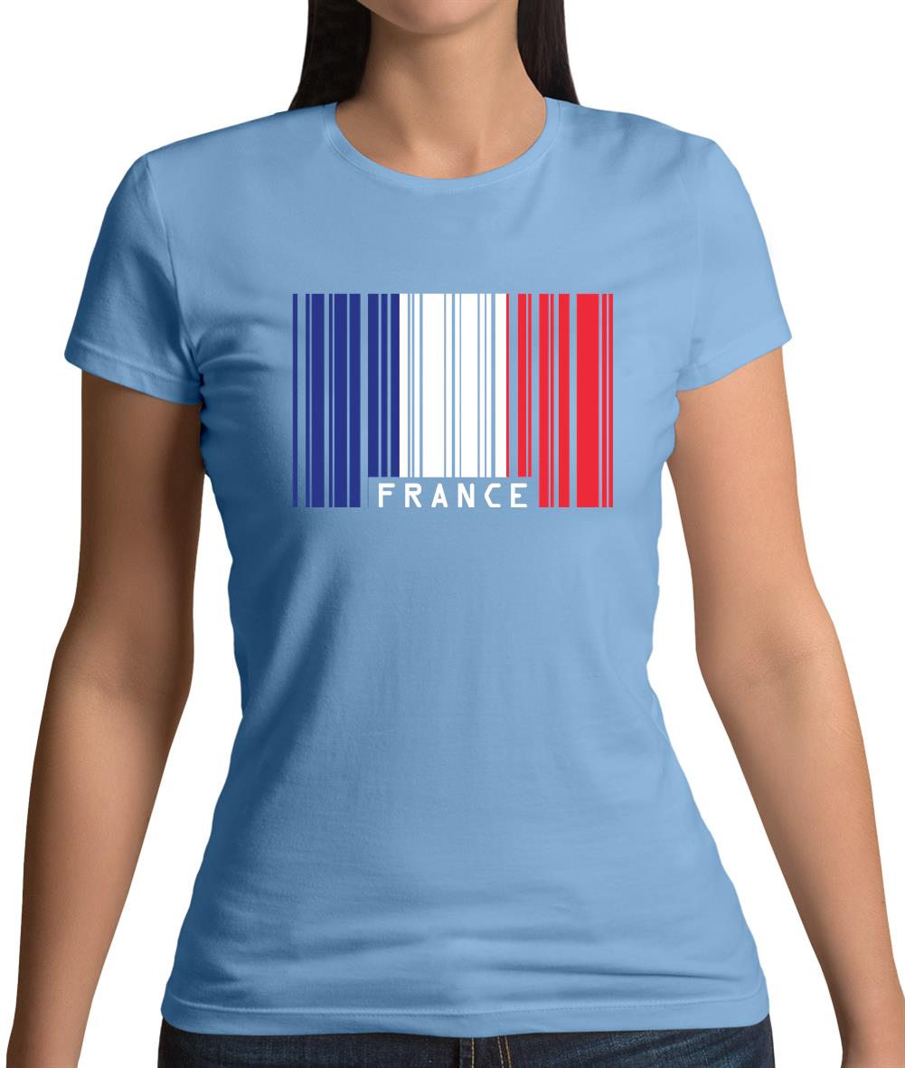 France Barcode Style Flag Womens T-Shirt