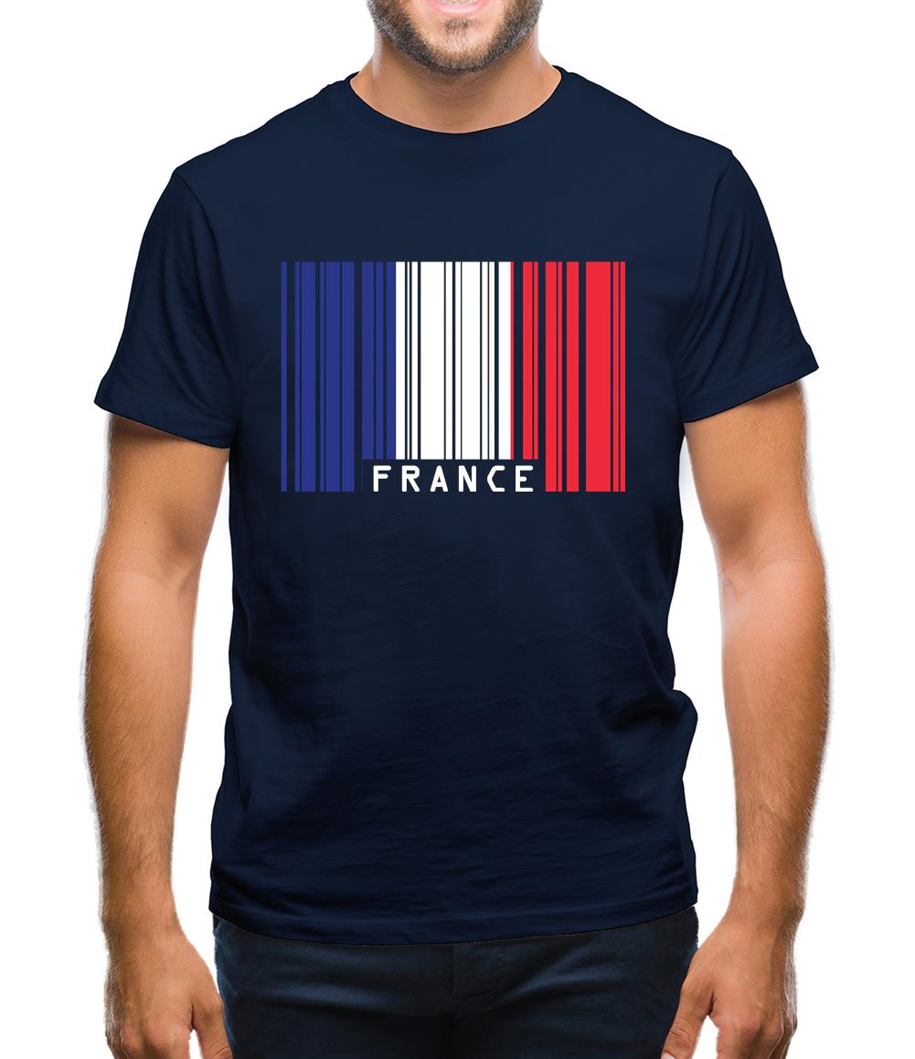 France Barcode Style Flag Mens T-Shirt