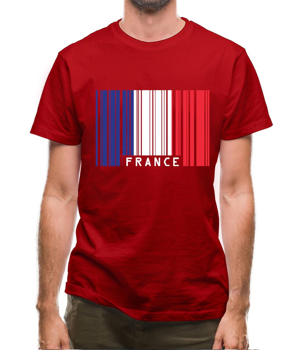 France Barcode Style Flag Mens T-Shirt