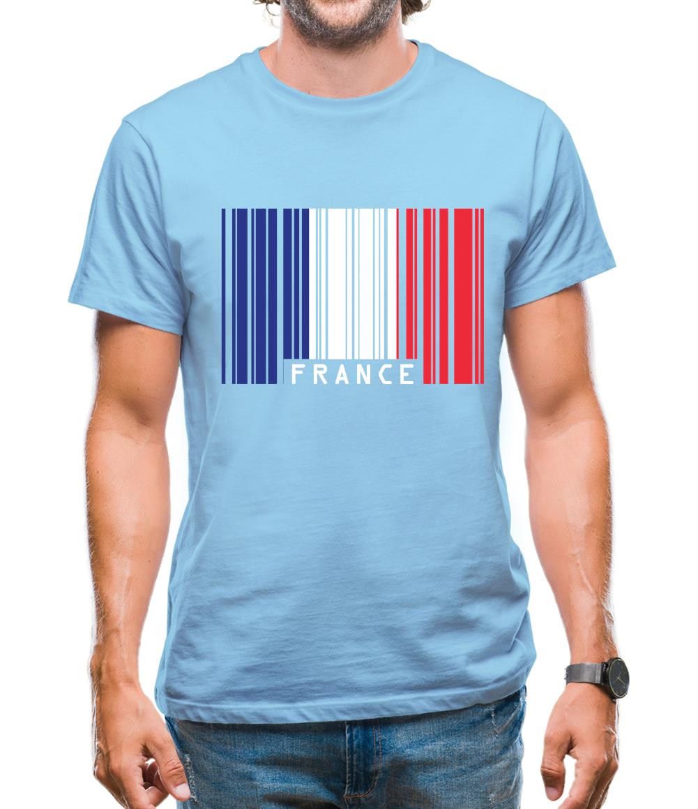 France Barcode Style Flag Mens T-Shirt