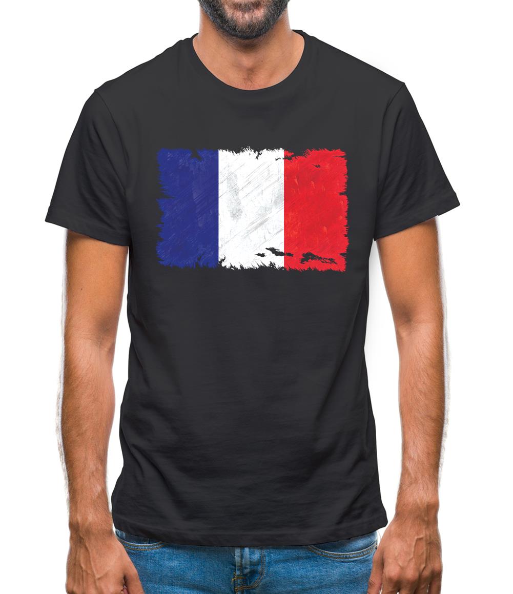 France Grunge Style Flag Mens T-Shirt