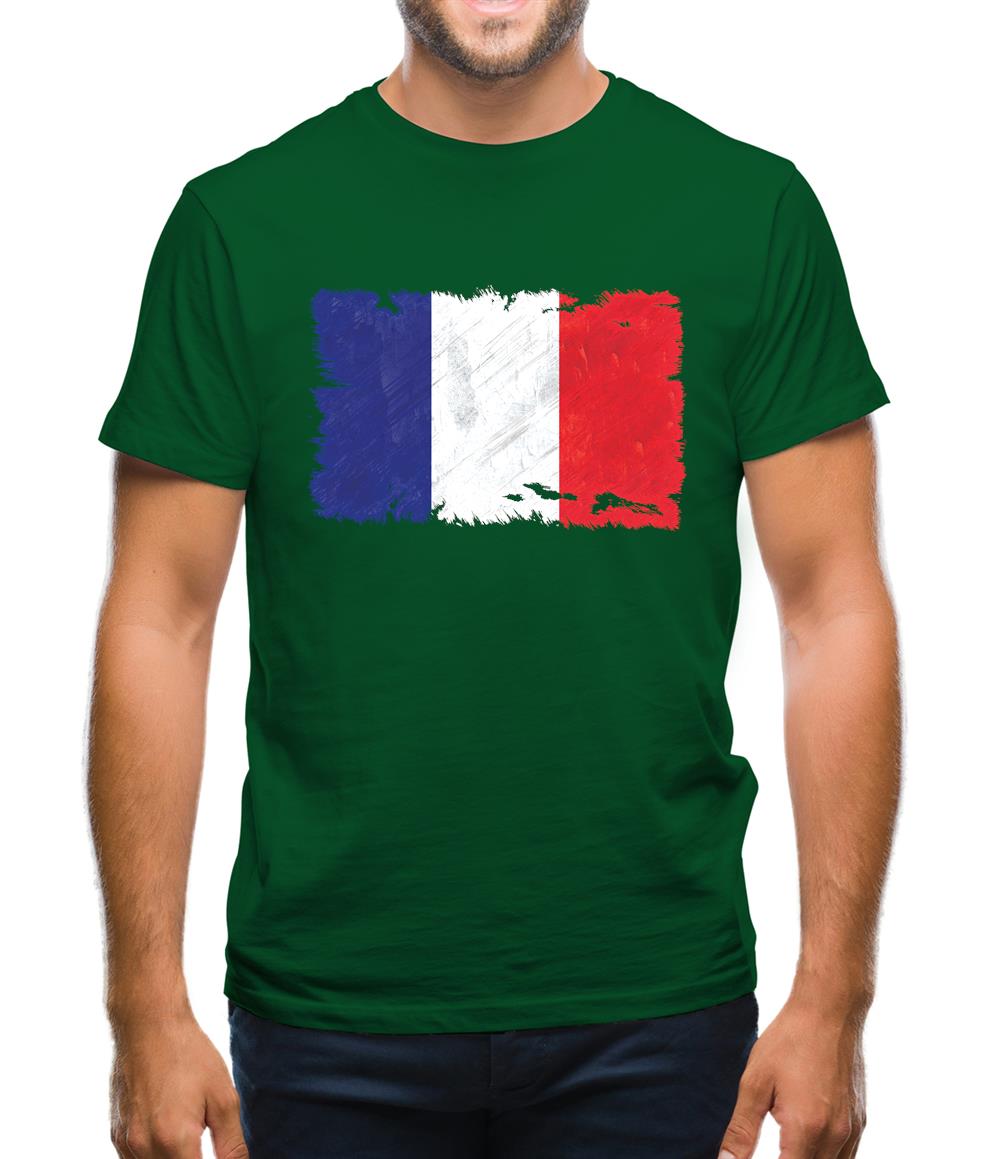 France Grunge Style Flag Mens T-Shirt