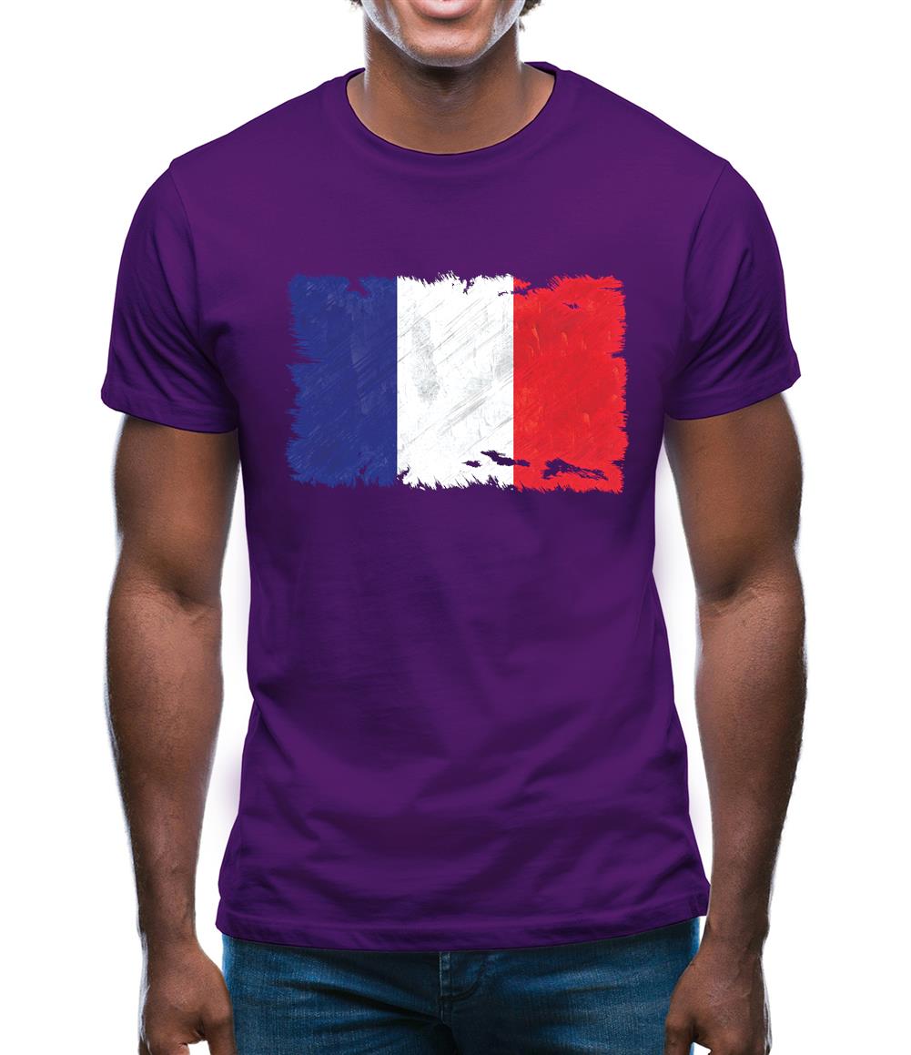 France Grunge Style Flag Mens T-Shirt