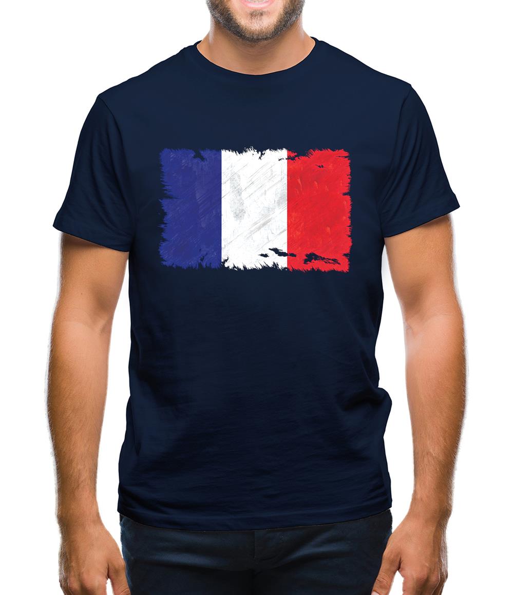 France Grunge Style Flag Mens T-Shirt