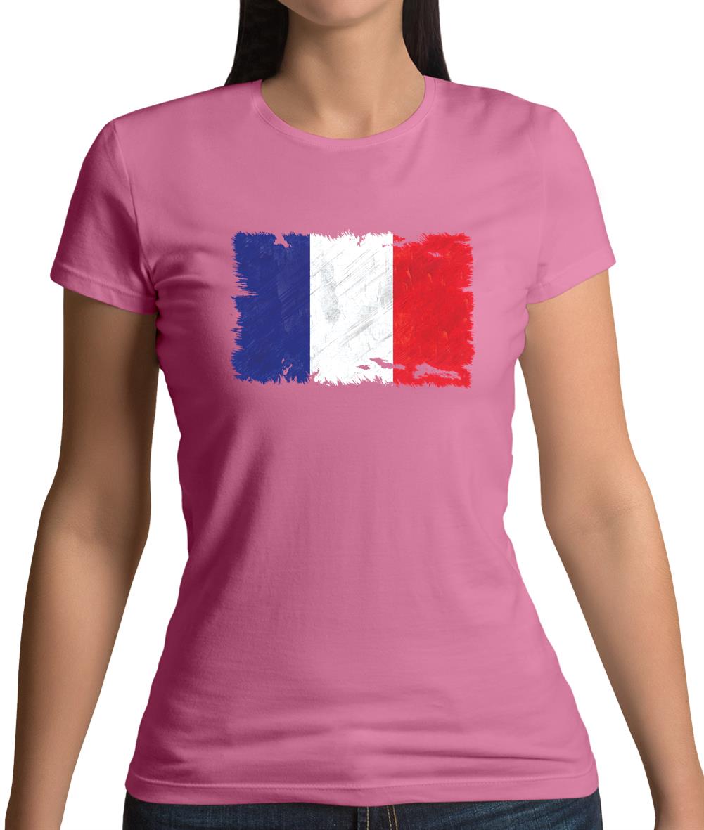 France Grunge Style Flag Womens T-Shirt