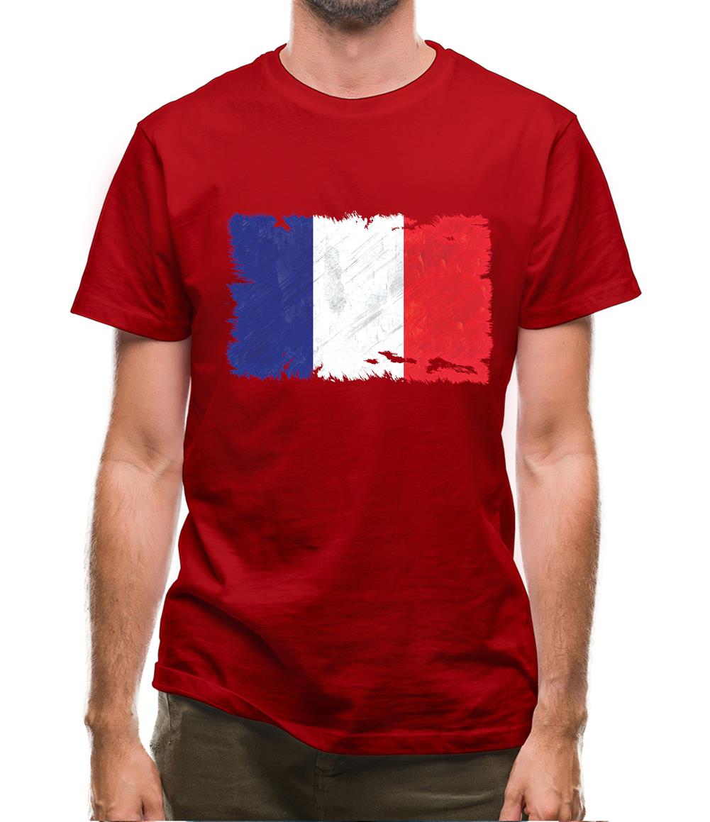 France Grunge Style Flag Mens T-Shirt