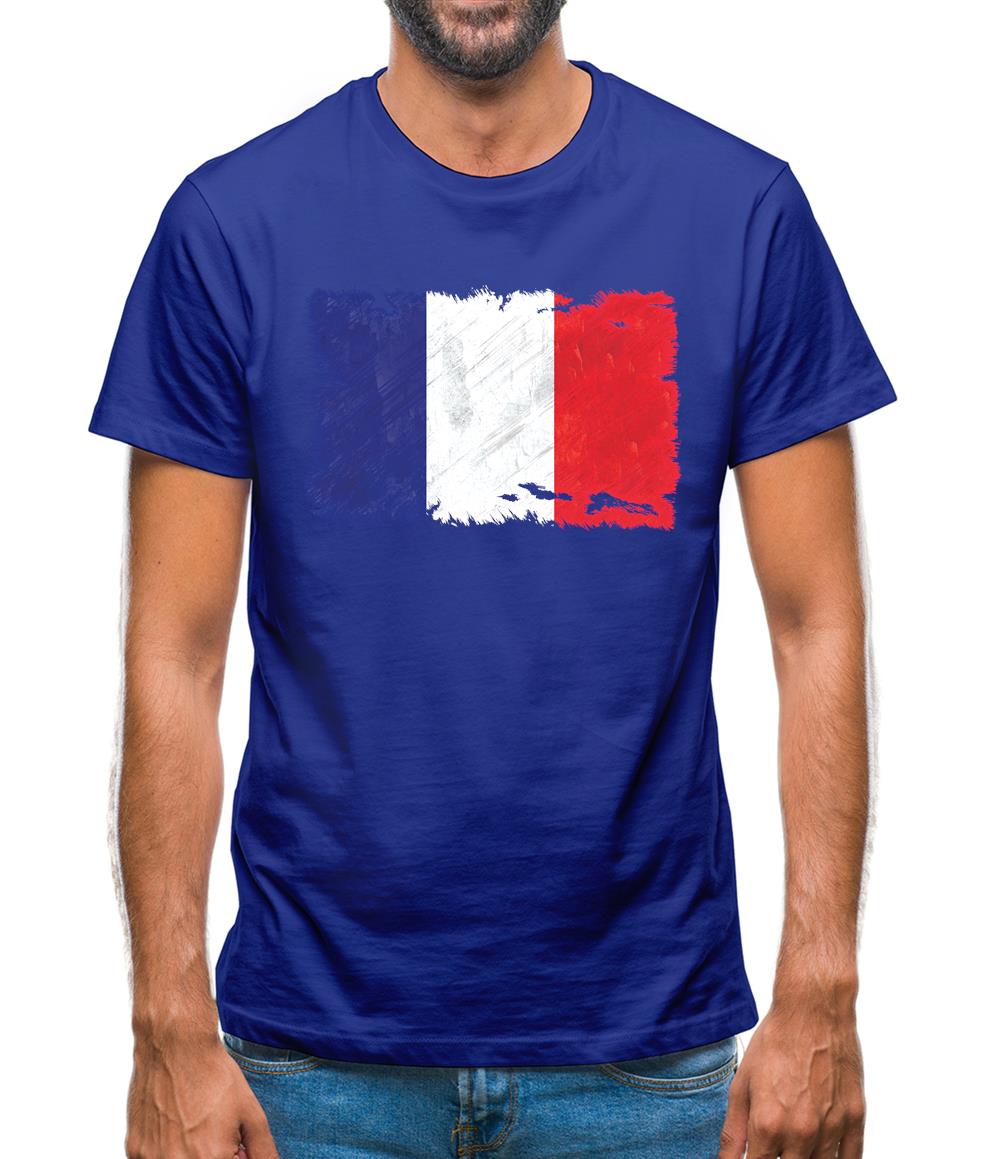 France Grunge Style Flag Mens T-Shirt