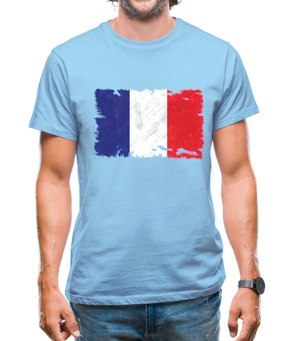 France Grunge Style Flag Mens T-Shirt