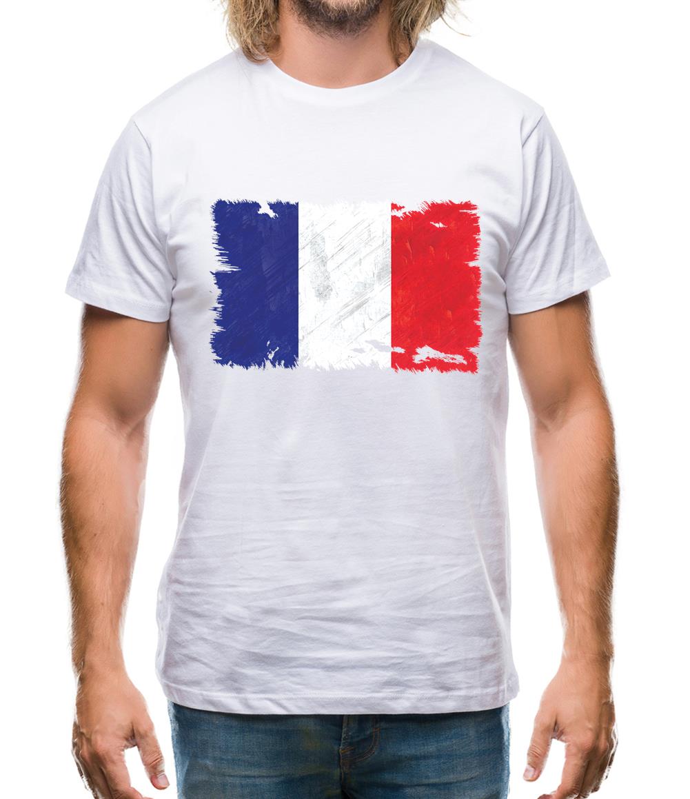 France Grunge Style Flag Mens T-Shirt