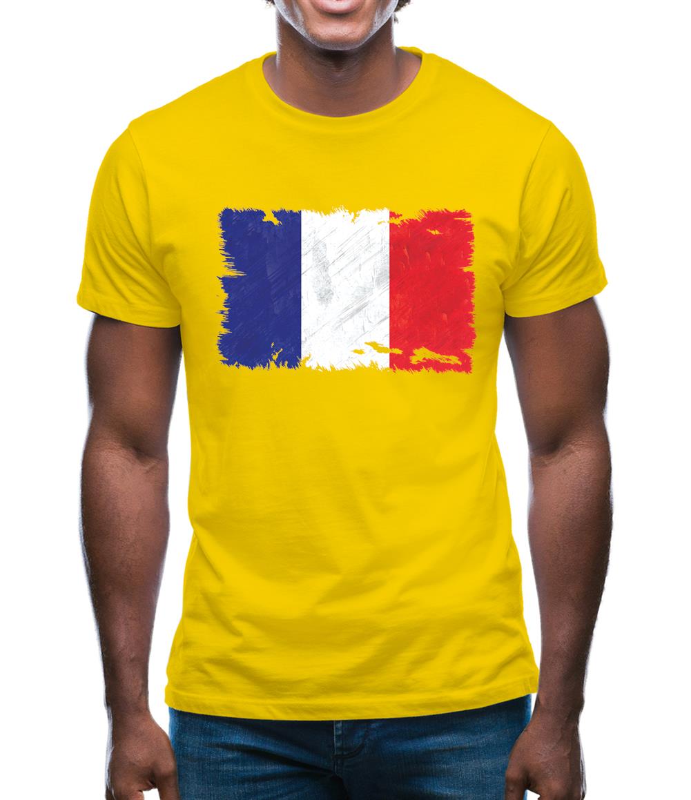 France Grunge Style Flag Mens T-Shirt