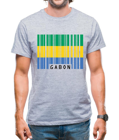 Gabon Barcode Style Flag Mens T-Shirt