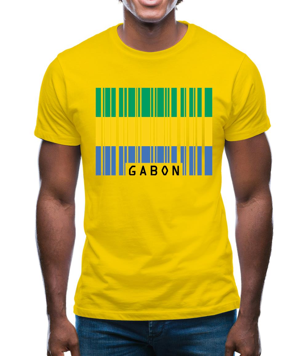 Gabon Barcode Style Flag Mens T-Shirt